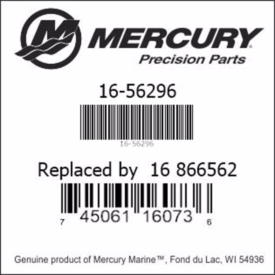 Bar codes for Mercury Marine part number 16-56296