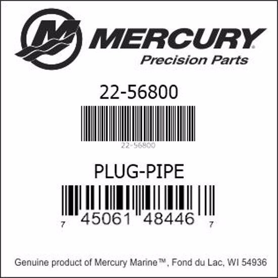 Bar codes for Mercury Marine part number 22-56800