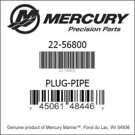 Bar codes for Mercury Marine part number 22-56800