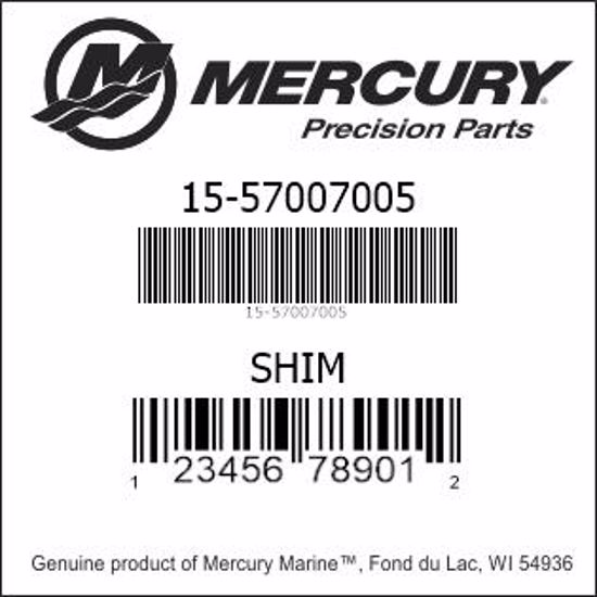 Bar codes for Mercury Marine part number 15-57007005