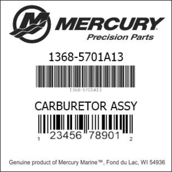 Bar codes for Mercury Marine part number 1368-5701A13