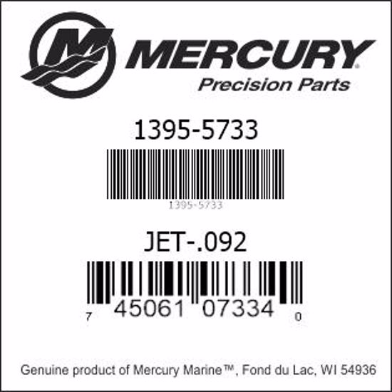Bar codes for Mercury Marine part number 1395-5733