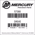 Bar codes for Mercury Marine part number 57380