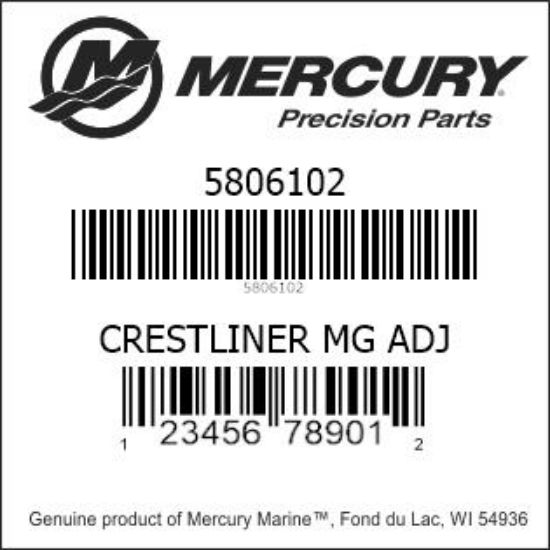 Bar codes for Mercury Marine part number 5806102