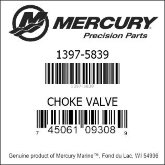 Bar codes for Mercury Marine part number 1397-5839
