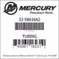 Bar codes for Mercury Marine part number 32-58616A2