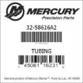 Bar codes for Mercury Marine part number 32-58616A2