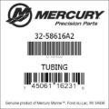 Bar codes for Mercury Marine part number 32-58616A2