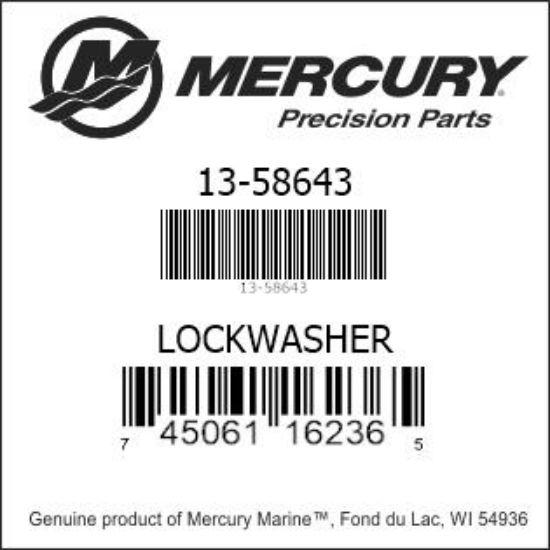 Bar codes for Mercury Marine part number 13-58643