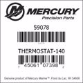 Bar codes for Mercury Marine part number 59078