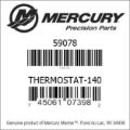 Bar codes for Mercury Marine part number 59078