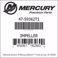 Bar codes for Mercury Marine part number 47-59362T1