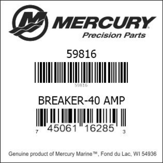 Bar codes for Mercury Marine part number 59816