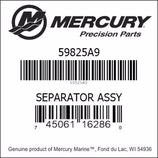 Bar codes for Mercury Marine part number 59825A9
