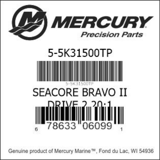 Bar codes for Mercury Marine part number 5-5K31500TP