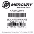 Bar codes for Mercury Marine part number 5-5K31600TP