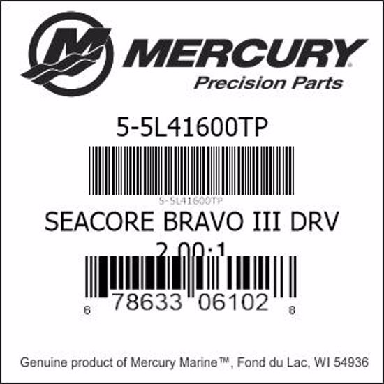 Bar codes for Mercury Marine part number 5-5L41600TP