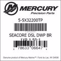 Bar codes for Mercury Marine part number 5-5X32200TP