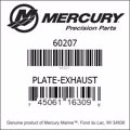 Bar codes for Mercury Marine part number 60207