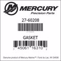Bar codes for Mercury Marine part number 27-60208
