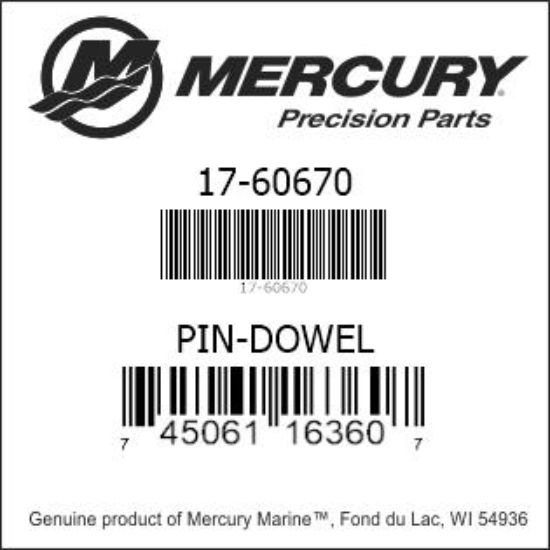 Bar codes for Mercury Marine part number 17-60670