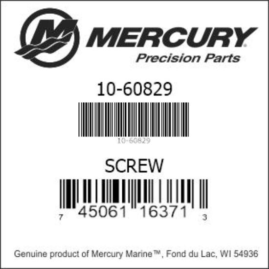 Bar codes for Mercury Marine part number 10-60829
