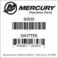 Bar codes for Mercury Marine part number 60930