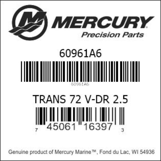Bar codes for Mercury Marine part number 60961A6