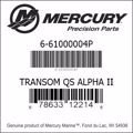 Bar codes for Mercury Marine part number 6-61000004P