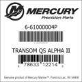 Bar codes for Mercury Marine part number 6-61000004P