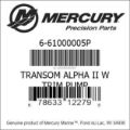 Bar codes for Mercury Marine part number 6-61000005P