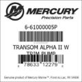 Bar codes for Mercury Marine part number 6-61000005P