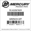 Bar codes for Mercury Marine part number 91-61067A04