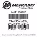 Bar codes for Mercury Marine part number 6-6111002LP