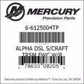 Bar codes for Mercury Marine part number 6-6125004TP