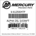 Bar codes for Mercury Marine part number 6-6125004TP