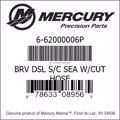 Bar codes for Mercury Marine part number 6-62000006P