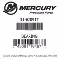 Bar codes for Mercury Marine part number 31-62091T