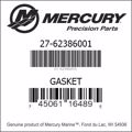 Bar codes for Mercury Marine part number 27-62386001
