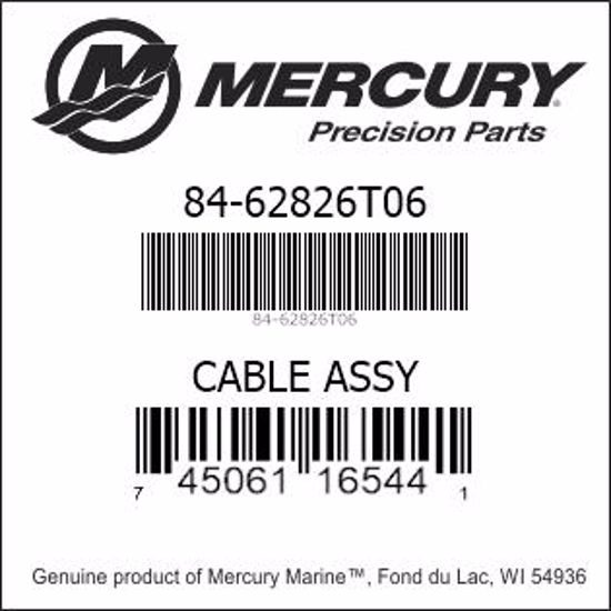 Bar codes for Mercury Marine part number 84-62826T06