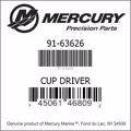 Bar codes for Mercury Marine part number 91-63626