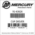 Bar codes for Mercury Marine part number 91-63626