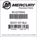 Bar codes for Mercury Marine part number 85-63709A1
