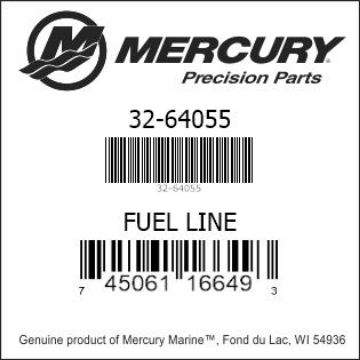 Mercury Marine part number 32-64055 FUEL LINE Bar codes for Mercury Marine part number 32-64055