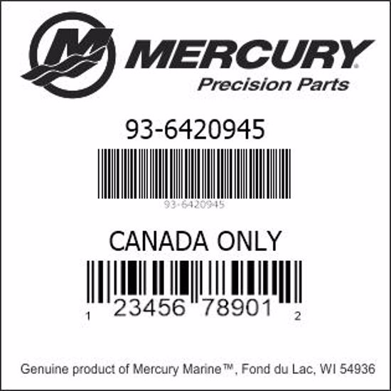 Bar codes for Mercury Marine part number 93-6420945