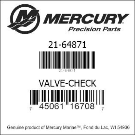 Bar codes for Mercury Marine part number 21-64871