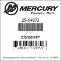Bar codes for Mercury Marine part number 25-64872
