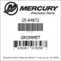 Bar codes for Mercury Marine part number 25-64872