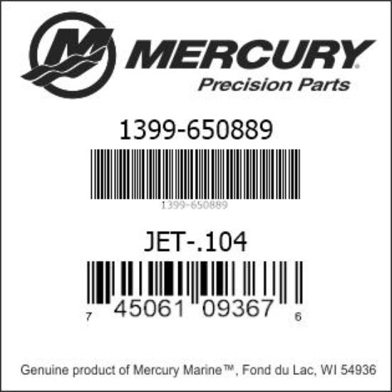 Bar codes for Mercury Marine part number 1399-650889