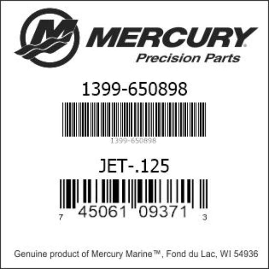 Bar codes for Mercury Marine part number 1399-650898